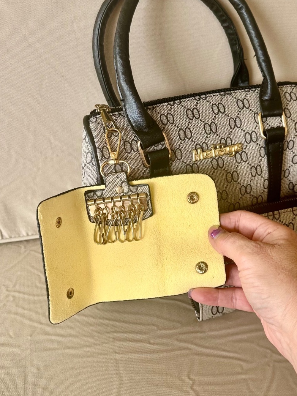 Mei & Ge (3 Piece Set) Satchel Handbag with Matching Wallet and Key Holder - Picture 5 of 14